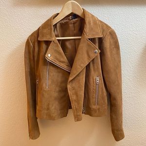 Topshop Suede Leather Biker Jacket
